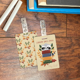 本と一緒にラッコの図書館パスバッジ バッジ