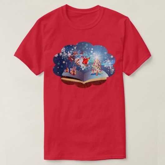 本と妖精のクリスマス読の読者 Tシャツ (デザイン正面)