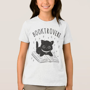 本と星の付いた本通りの猫 トライブレンドTシャツ