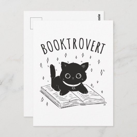 本と星の付いた本通りの猫 ポストカード (正面/裏面)