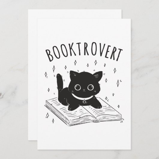 本と星の付いた本通りの猫 招待状 (正面/裏面)