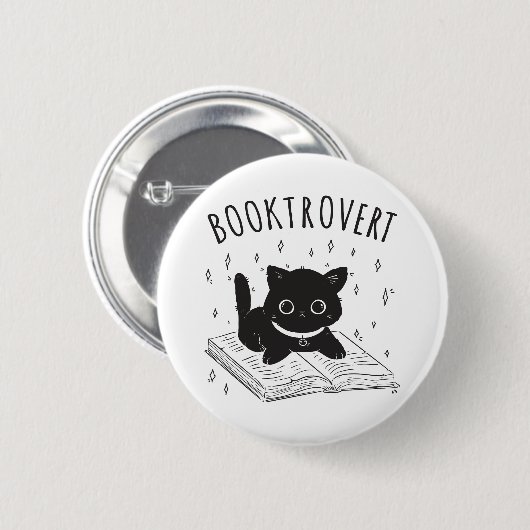 本と星の付いた本通りの猫 缶バッジ (正面&裏面)