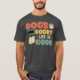 本と犬の愛犬本読虫の恋人 Tシャツ