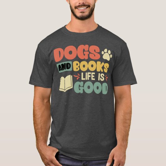 本と犬の愛犬本読虫の恋人 Tシャツ (正面)