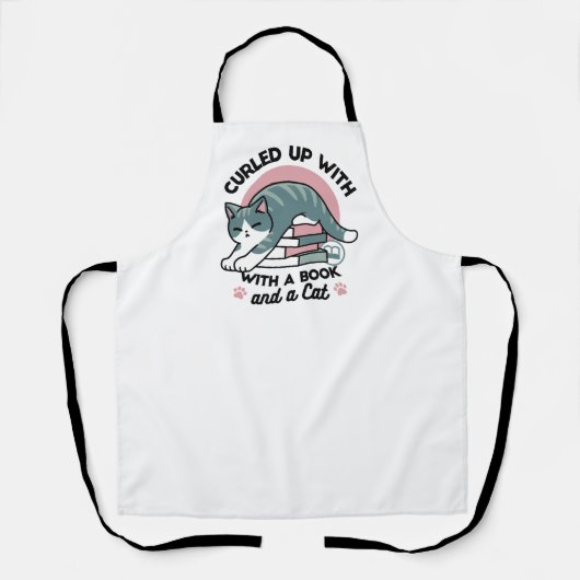 本と猫で丸まる – 居心地の良い猫読の エプロン (正面)
