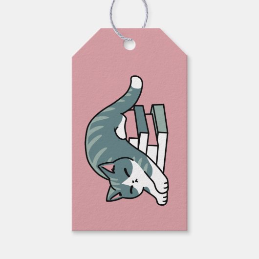 本と猫で丸まる – 居心地の良い猫読の ギフトタグ (正面)