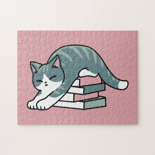 本と猫で丸まる – 居心地の良い猫読の ジグソーパズル