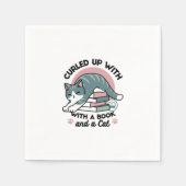 本と猫で丸まる – 居心地の良い猫読の スタンダードカクテルナプキン (正面)