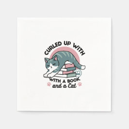 本と猫で丸まる – 居心地の良い猫読の スタンダードカクテルナプキン