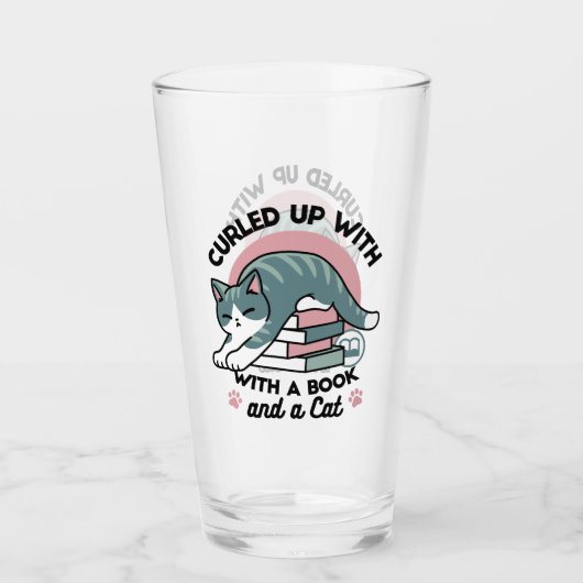 本と猫で丸まる – 居心地の良い猫読の タンブラーグラス (正面)
