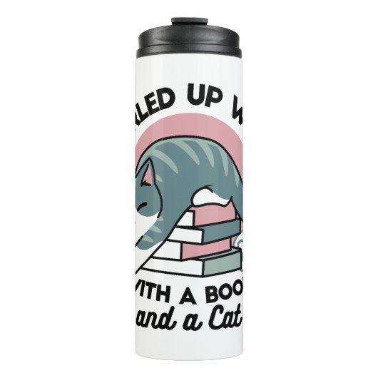 本と猫で丸まる – 居心地の良い猫読の タンブラー (正面)