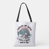 本と猫で丸まる – 居心地の良い猫読の トートバッグ (裏面)