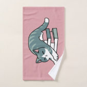 本と猫で丸まる – 居心地の良い猫読の バスタオルセット (ハンドタオル)