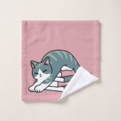 本と猫で丸まる – 居心地の良い猫読の バスタオルセット (ウォッシュタオル)