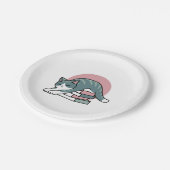 本と猫で丸まる – 居心地の良い猫読の ペーパープレート (アングル)