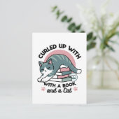 本と猫で丸まる – 居心地の良い猫読の ポストカード (スタンド正面)