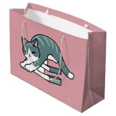 本と猫で丸まる – 居心地の良い猫読の ラージペーパーバッグ (裏面アングル)