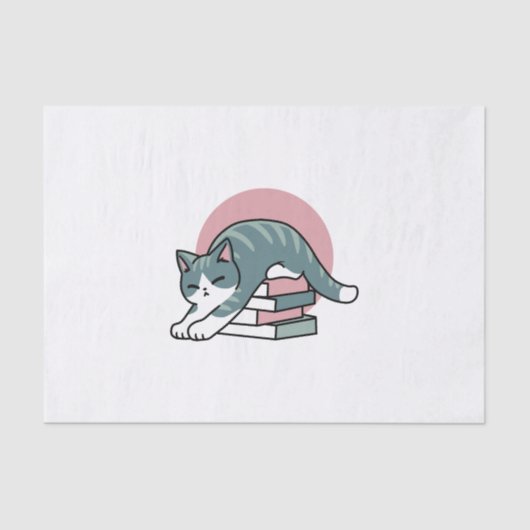 本と猫で丸まる – 居心地の良い猫読の 薄葉紙 (正面)