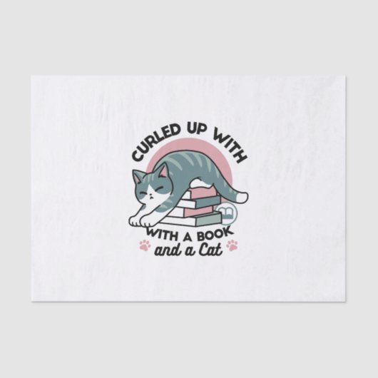 本と猫で丸まる – 居心地の良い猫読の 薄葉紙 (正面)