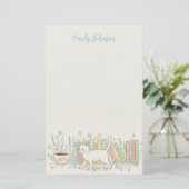 本と猫とコーヒーの花のオーダーメイド 便箋 (スタンド正面)