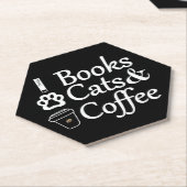 本と猫とコーヒー ペーパーコースター (アングル)