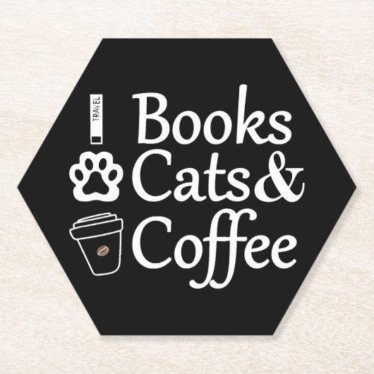 本と猫とコーヒー ペーパーコースター (正面)