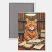 本と猫のマグネット マグネット (正面/裏面)
