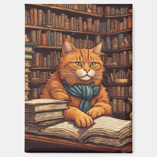本と猫のマグネット マグネット (正面)
