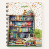 本と猫好きのヒュッゲな誕生日リタイアメント ノートブック (正面)