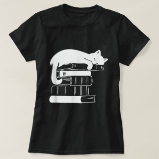 本と猫猫好き猫ママ本好き Tシャツ