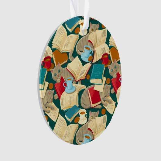 本と猫 オーナメント (正面)