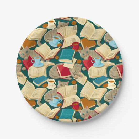 本と猫 ペーパープレート (正面)