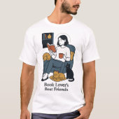 本と猫 Tシャツ (正面)