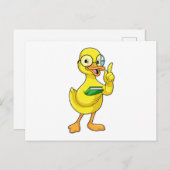 本と眼鏡の教師アヒル ポストカード (正面/裏面)