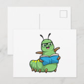 本と眼鏡をかけたオタクとしての毛虫 ポストカード (正面/裏面)