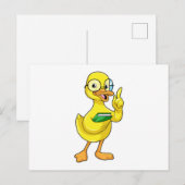 本と眼鏡をかけた先生としてのあひる ポストカード (正面/裏面)