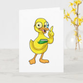 本と眼鏡をかけた教師のダック カード (黄色い花)