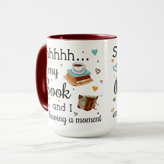 本と私は一瞬を過ごしている マグカップ (正面左)