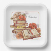 本と花は四角 ペーパープレート (正面)