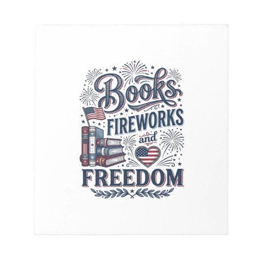本と花火と自由 愛国読者Tシャツ ノートパッド (正面)