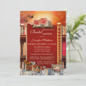 本と蝶のブライダルシャワーへの招待 招待状 (スタンド正面)