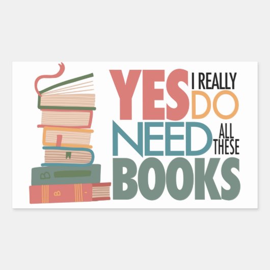 本と読書の愛ステッカー 長方形シール (正面)