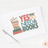 本と読書の愛ステッカー 長方形シール (封筒)