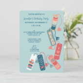 本と読書をテーマにした誕生日パーティー 招待状 (スタンド正面)