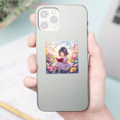 本と音符を持つアニメ少女 シール (スマートフォン)