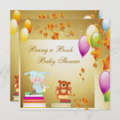 本にエレガントな男の赤ちゃんの金ゴールドのベビーシャワーを持って来て下さい 招待状 (正面/裏面)