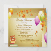 本にエレガントな男の赤ちゃんの金ゴールドのベビーシャワーを持って来て下さい 招待状 (裏面)