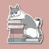 本に座るいたずら猫の防水 シール