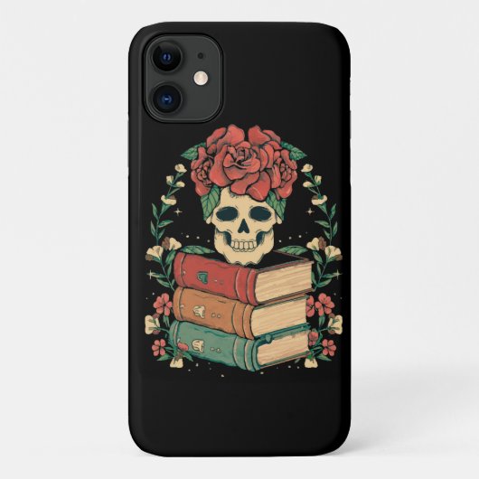 本に描かれた花のドクロ Case-Mate iPhoneケース (裏面)