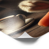 本に気を取られるブラウンヘア!ポスター フォトプリント (角)